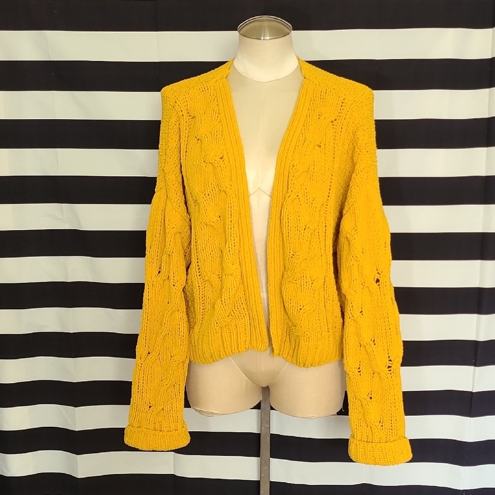 Yellow Cable Knit Women's Sweater